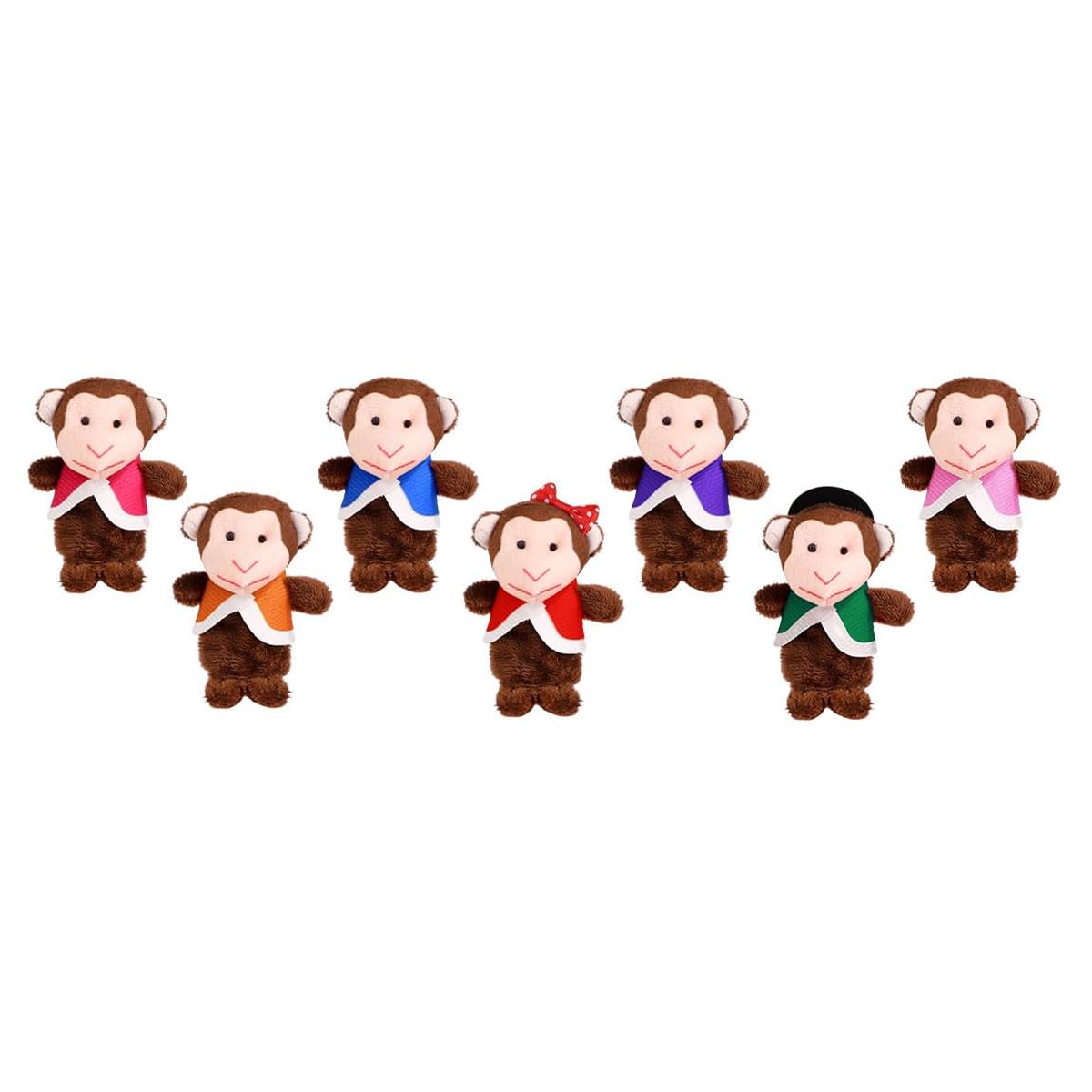Enwye 1 Set Of 7 Little Monkey Finger Puppets Are Suitable for Story Time Play Time, Classroom and Drama Role Play