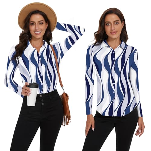 Image of Soneven Womens Golf Polo Shirts 3 /4 Long Sleeve V Neck Button Down Shirts Business Causal Work Blouses Tops