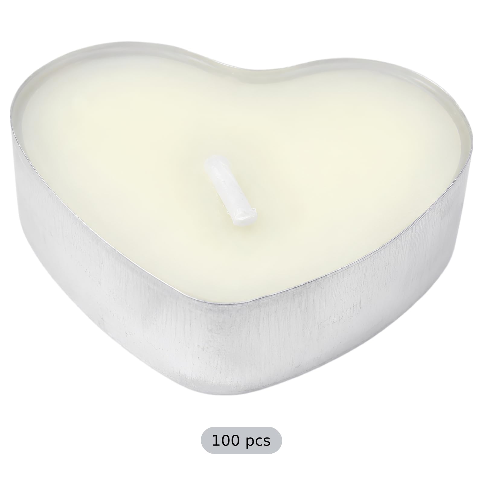 100 Stk. herzförmige Kerzen, Mini Kerzen 3,3 x 1 cm, weiße Teelichter für Hochzeitsgeschenke an Gäste, Brautparty, Verlobung, Valentinstag, Wohndekoration und festliche Tischdeko