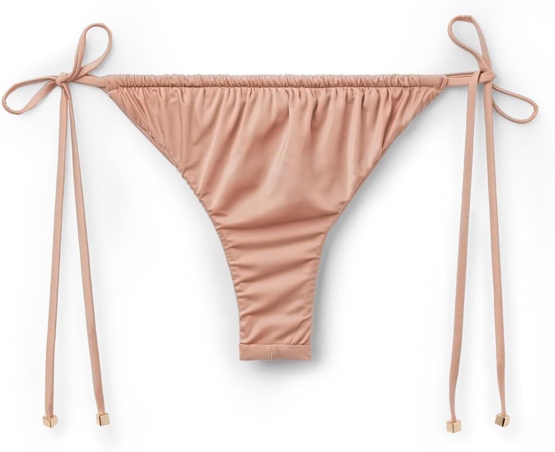 CALZEDONIA Woman's Satin Brazilian String Bikini Bottoms