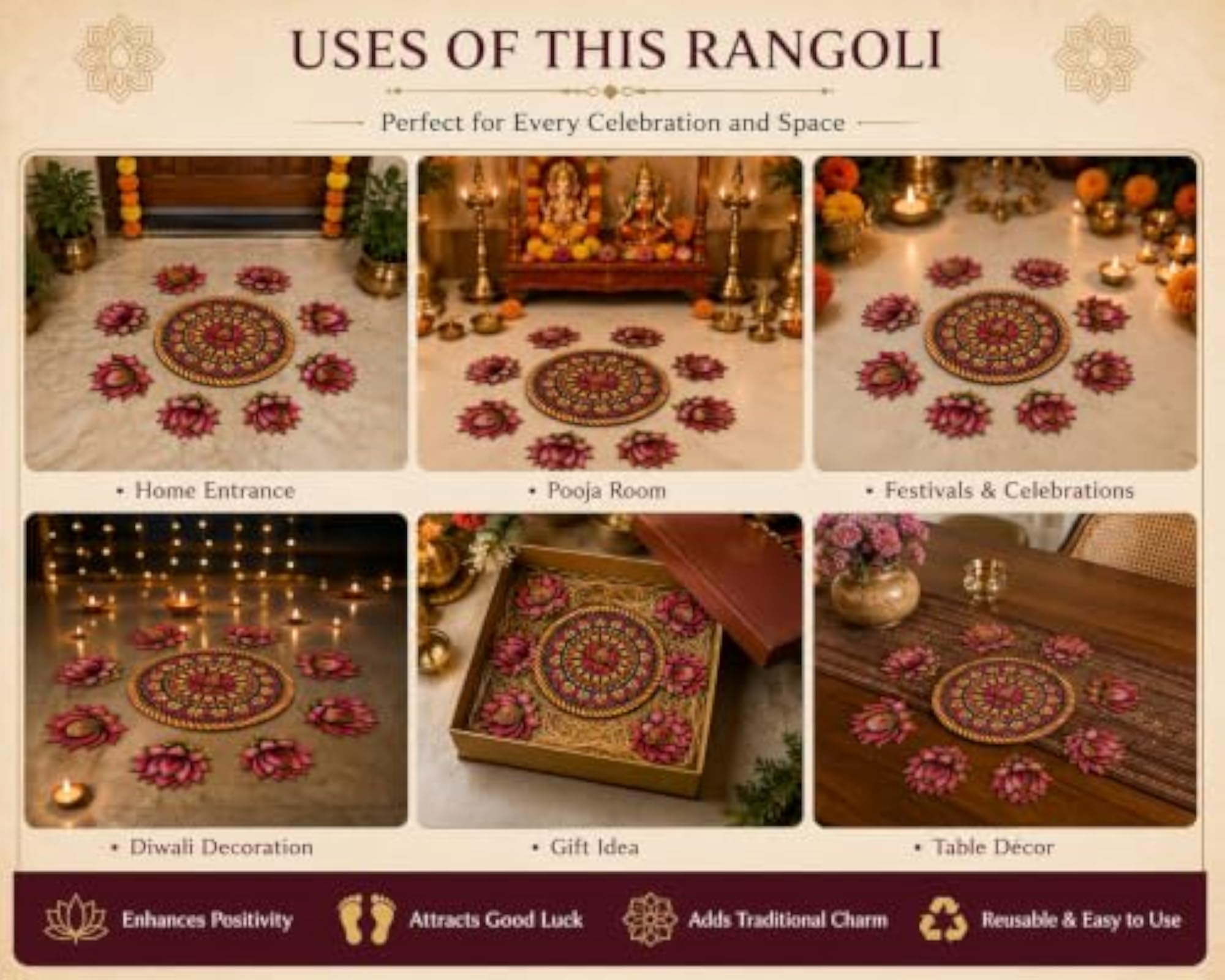 1 Set Rangoli Mats for Floor Decoration