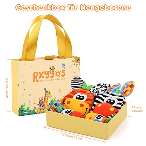 Baby-Rasseln-Spielzeug-Handgelenk-Und-Socken-Rassel-Baby-Pluschtiere-Entwicklungs-Spielzeug-fur-0-12-Monate-Neugeborene-Madchen-und-Jungen-Baby-Geschenk-4PCS-Stil-1