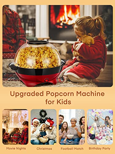 Image of HOUSNAT Popcorn Machine 5L 800W Updated Popcorn Maker Home Hot Oil Non-Stick Coating Removable Heating Surface Quiet and Fast Two Measuring Cups