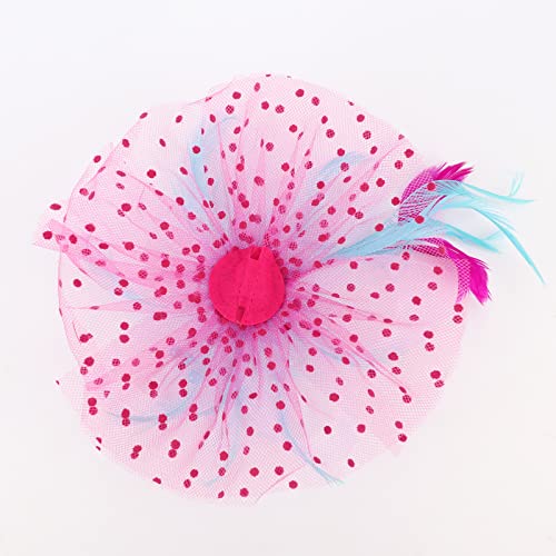 Image of DRESHOW Fascinators Hat Flower Mesh Ribbons Feathers on a Headband and a Clip Tea Party Headwear for Girls and Women
