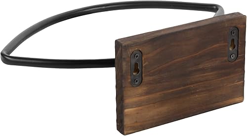 Miniatura 7 de MyGift Estante de exhibición de fútbol para montaje en pared, madera rústica y soporte industrial de metal negro para pelotas deportivas, decoración