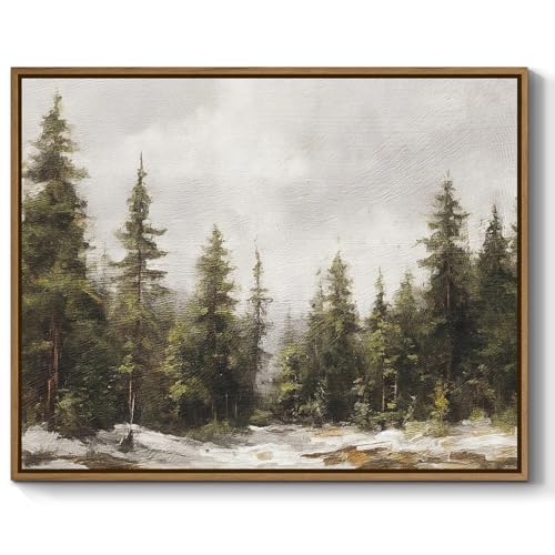 Vintage Forest Landscape Wall Art Winter Snowy...
