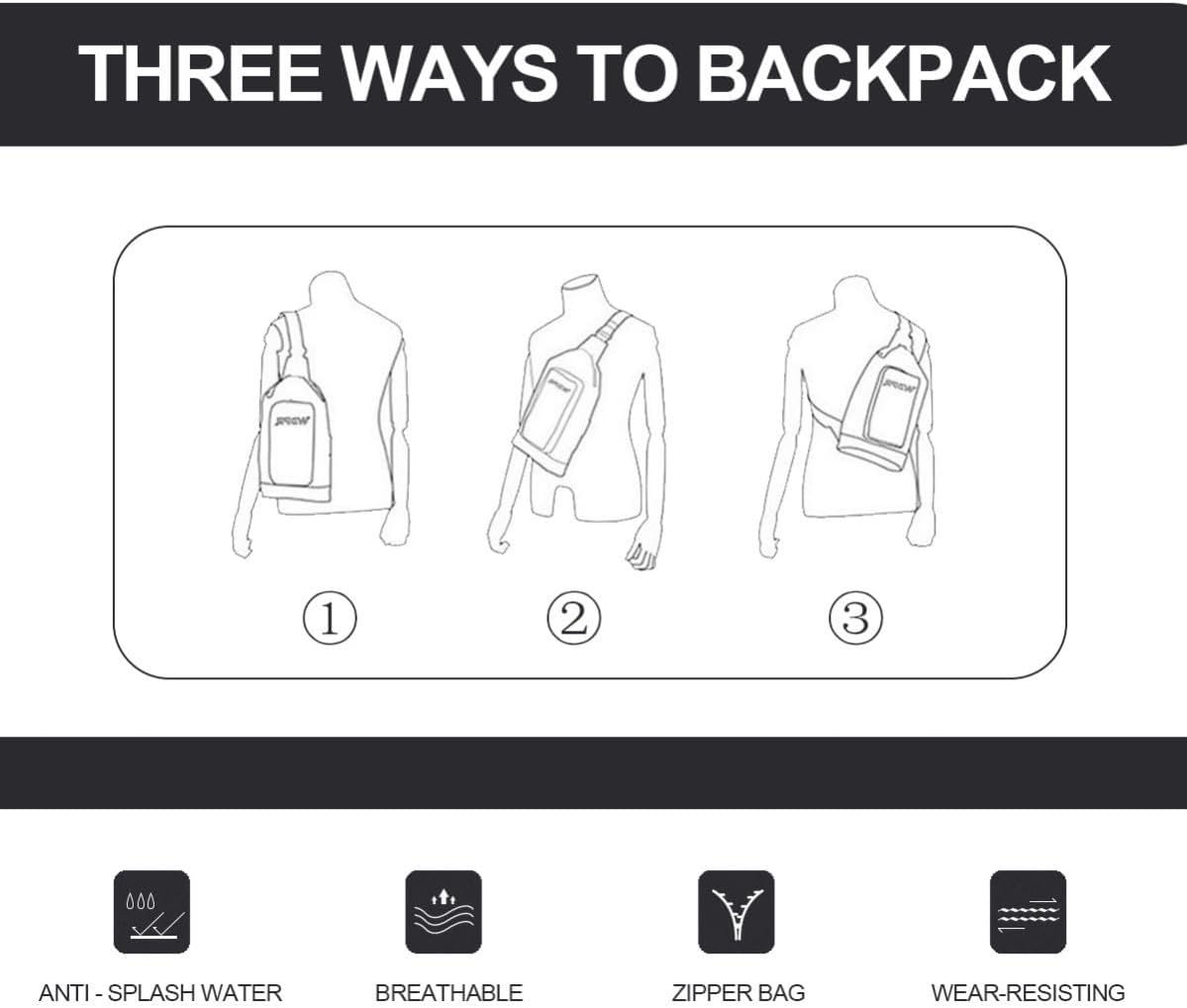 Men's Oxford Cloth Crossbody Sling Bag for Hiking Travel