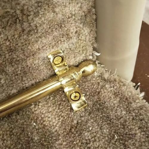 Barras para alfombras de escaleras con soportes ajustables y herrajes pulidos de latón