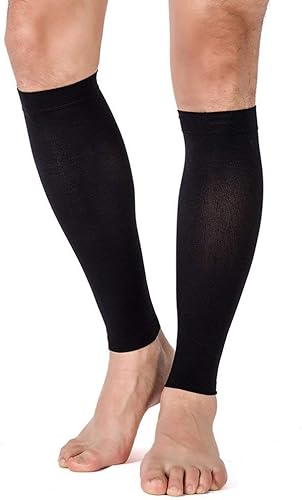 TOFLY Manga de compresión de pantorrilla para hombres y mujeres, 1 par, calcetines de compresión sin pies de 20-30mmHg para soporte de piernas,