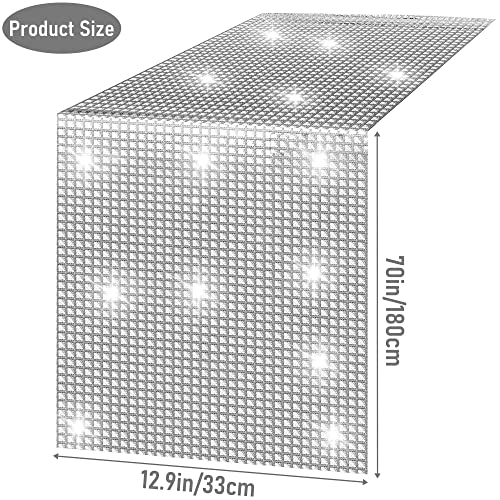 13X71Inches Glitter Disco Party Table Runner Silver Sequin Table Runner For 70S 80S Disco Dance Party Birthday Wedding Baby Shower Bachelorette Holiday Celebration Party Decorations #TOP3