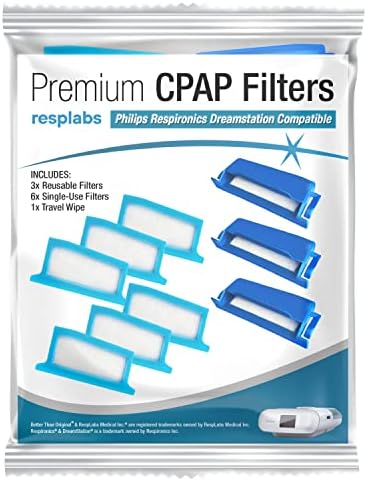 resplabs CPAP Filters - Compatible with The Philips Respironics DreamStation 1 Machine. 6 Disposable, 3 Reusable - 9 Filter Pack