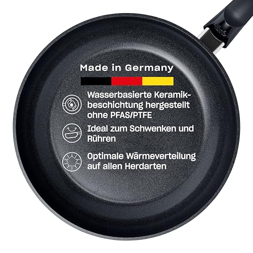 Fissler Ceratal Classic Pfanne (Ø 24 cm, Orbit Black) – Keramikpfanne hergestellt ohne PFAS/PTFE, antihaftend, Aluminium, ergonomischer Griff, induktionsgeeignet, Made in Germany