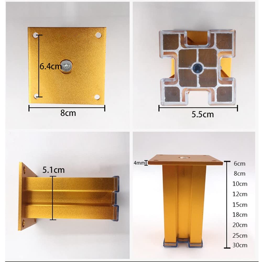 Patas metálicas para armarios, Muebles, de aleación de Aluminio, para sofá, sillón, Escritorio, con Capacidad de Carga de hasta 800 kg, 4 Unidades (Color: b, tamaño: 30 cm).