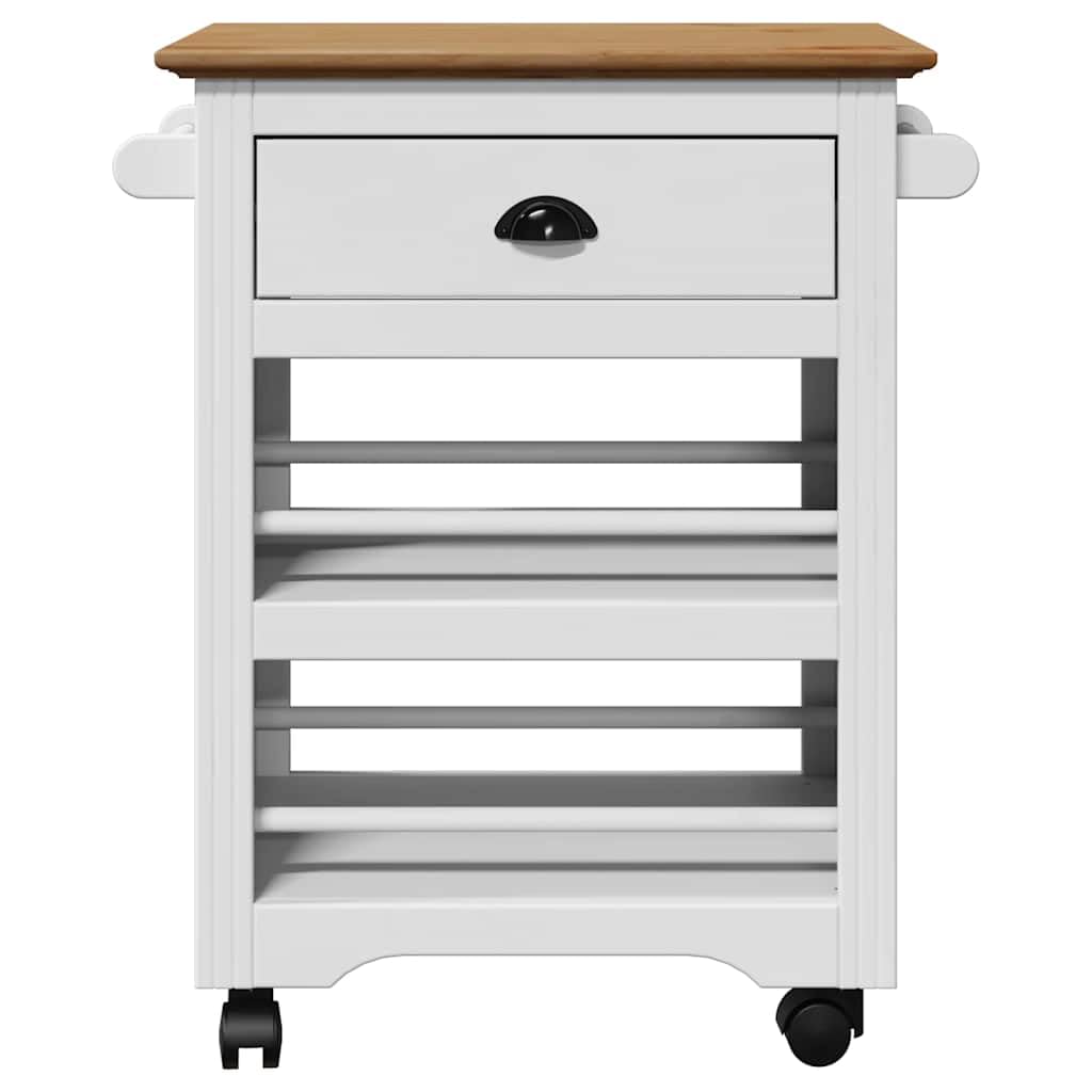 Gecheer Carrito de Cocina BODO Blanco y marrón 67,5x45x80 cm,Carrito verdulero para Cocina,Carrito Auxiliar Multiuso,Carros de Servicio