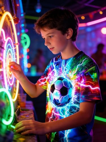 Image of Boys 3D Graphic Short Sleeve Shirts Cool Novelty Tees for 6-14 Years | Crew Neck, Comfy Loose Fit, Ideal For Sports Fans, Sports Game & Daily Casual Wear