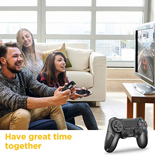 Wireless Controller for PS4, Gamepad Remote Pro Controller for Playstation 4/Pro/Slim with Motion Motors and Audio Function, NOT OEM, Black