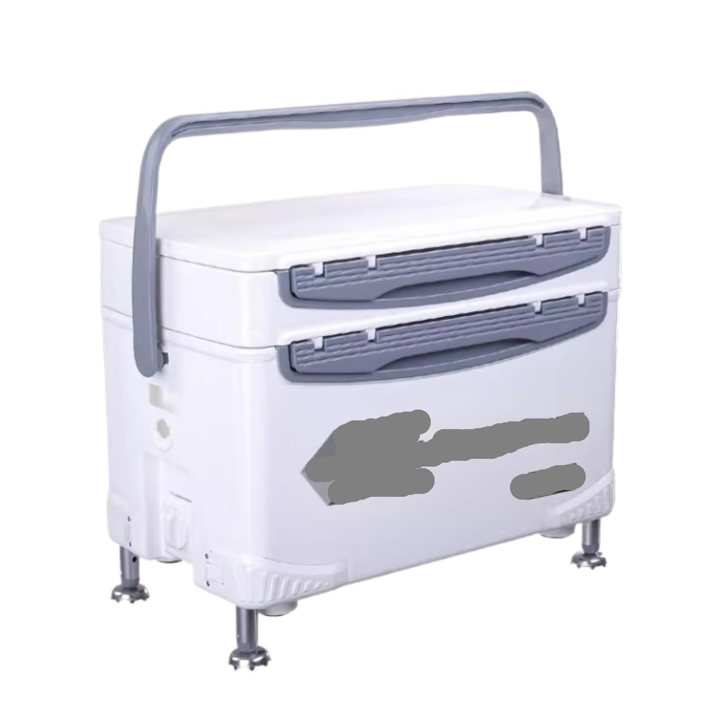 Angelkasten Gerätekoffer Doppelschichtiger Angelbox-Sitz 32L Große Kapazität Mit Hebebein Für Outdoor Camping Picknick Wandern Angelkoffer Köderbehälter(White)