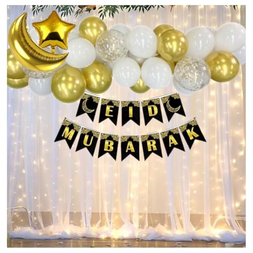 Image of Generic Eid Milad Un Nabi Decoration Combo Kit - Pack Of 35 Decoration Items For Home Decor | Eid Mubarak Banner | Milad Un Nabi Decoration