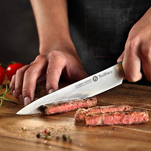 TooSharp 6 inch Chef Knife/Chef Utility Knife, German High Carbon Stainless Steel Knife/Fruit and Vegetable Cutting Chopping Carving kitchen Chef Knives, Ergonomic Handle with VG10