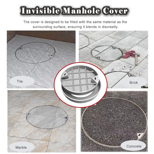 Coperchio per pozzetto di ispezione a Incasso - Coperchio per pozzetto di Raccolta acque reflue da 500 mm di Diametro per Prato, Parco Giochi, marciapiede, Giardino - Design Resistente, impe