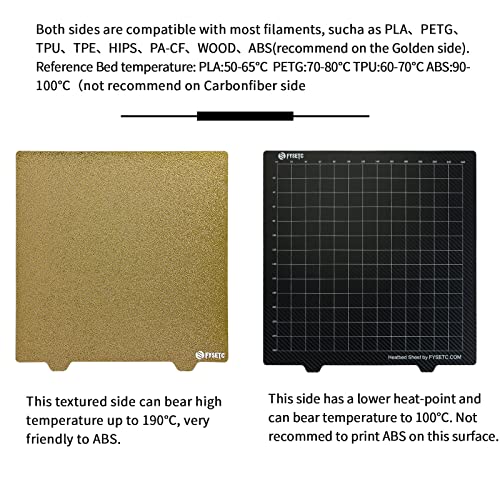 BCZAMD 310x310mm/12.2in 3D Drucker Plattform 2022 Upgrade JanusBPS-PET Bauplatte Powder GD PEI+PET Carbonn Fiberr Spring Stahlblech mit Magnetaufkleber f¨¹r MP Make Pro Sidewinde X1 X2 LK1 LK5 S8 Bed – Bild 5
