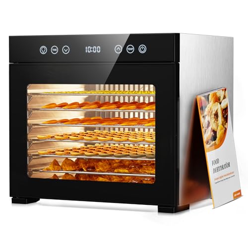 Food Dehydrator Machine with 8 Stainless Steel Trays, 650W Powerful Motor, Adjustable Temperature &...