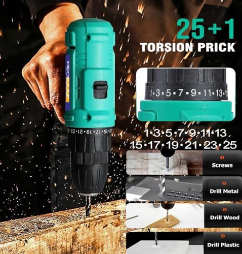 Image of HELLARO 21V Cordless Drill Machine cum Screwdriver | Two 1.5Ah Li-Ion Batteries | Torque 25+1 | 2 Speed Driver | Handheld Drills (Cordless Drill, 2battery & Charger with accessories)
