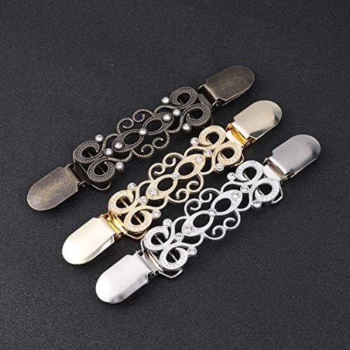 Tyqour 3-teiliges Set Cardigan Clips - Vintage Pullover Clips Silber - Für Kleider & Schals