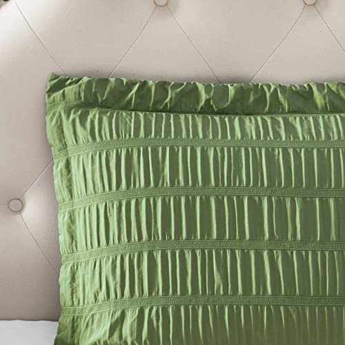 Walensee King Seersucker Comforter Set 100% Polyester Soft Washable Microfiber Bed Comforters With 2 Pillowshams, Lightweight Cozy Bedding Comforter Sets For All Season 3 Pieces 104"X90", Olive Green #TOP7