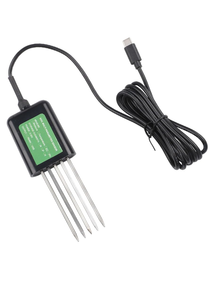 Sensor de suelo USB 7 en 1 para Android, IP68, impermeable, pH NPK, medidor de temperatura de humedad con aplicación, cable de 1,5 m para jardín y granja