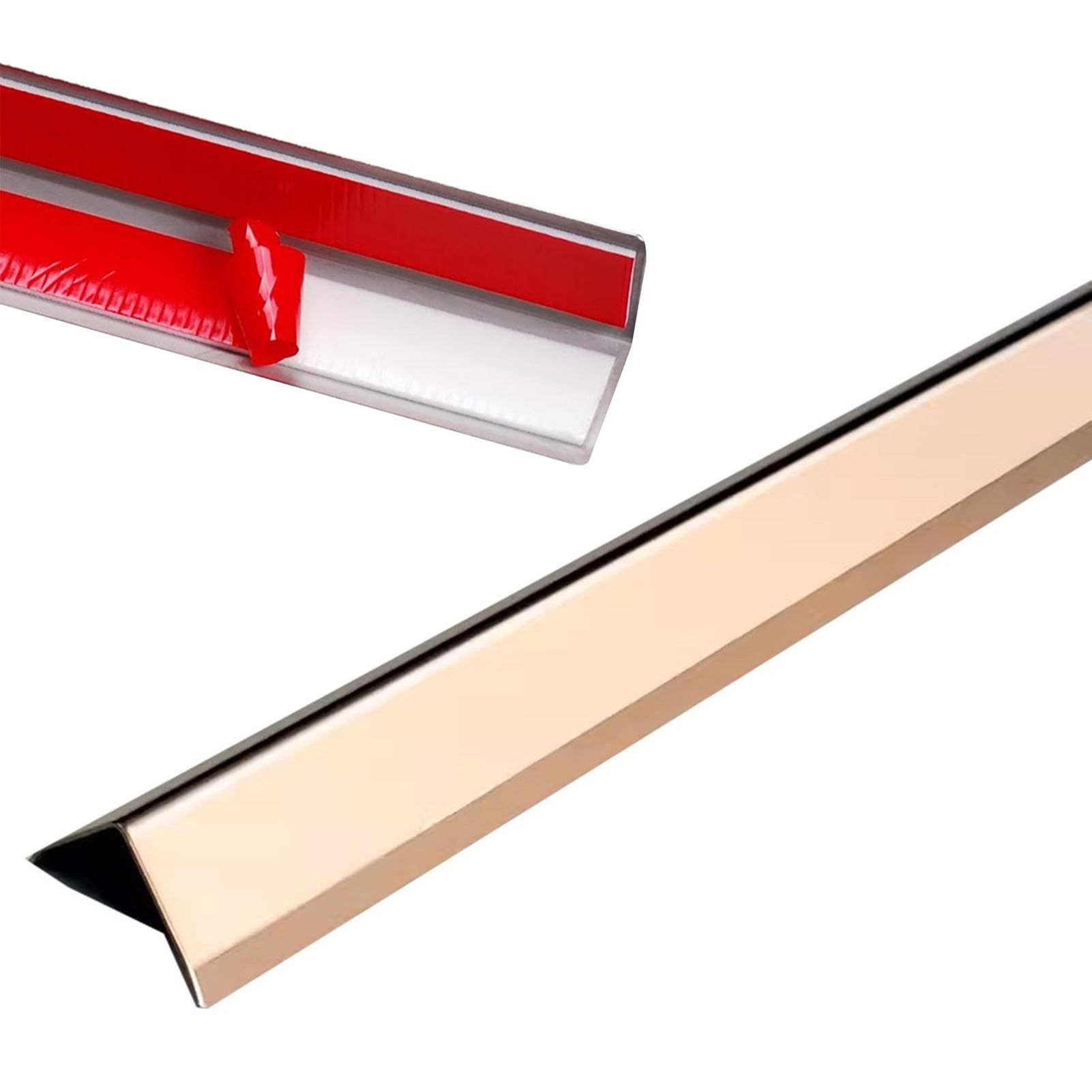 Protector de esquina de pared/escudo de esquina con cinta lateral, tira protectora de bordes de acero inoxidable en forma de L, tiras de seguridad antigolpes para hoteles Resta, oro rosa, longitud 160