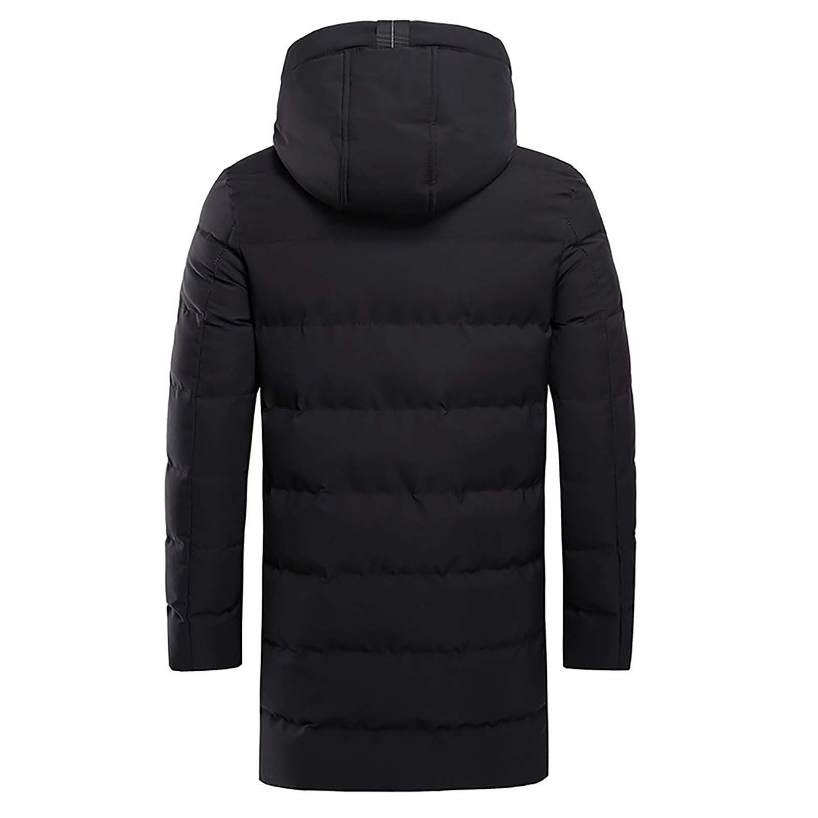 Herren-Kapuzenjacke, gepolstert, lang, lang, Winterjacke, Daunenjacke, wasserdicht, einfarbig, für Herren, Outdoor-Softshell-Jacken, Kapuze, langärmelig, Kordelzug, Winter-Oberbekleidung, Parka,