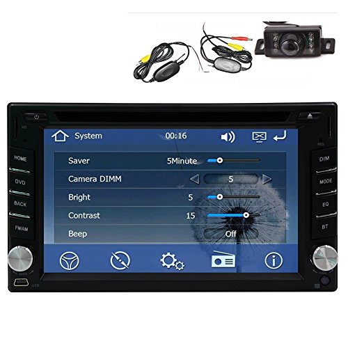 Wireless Backup Camera +GPS Navigation Windows CE 6.0 6.2 Inch Double in Dash