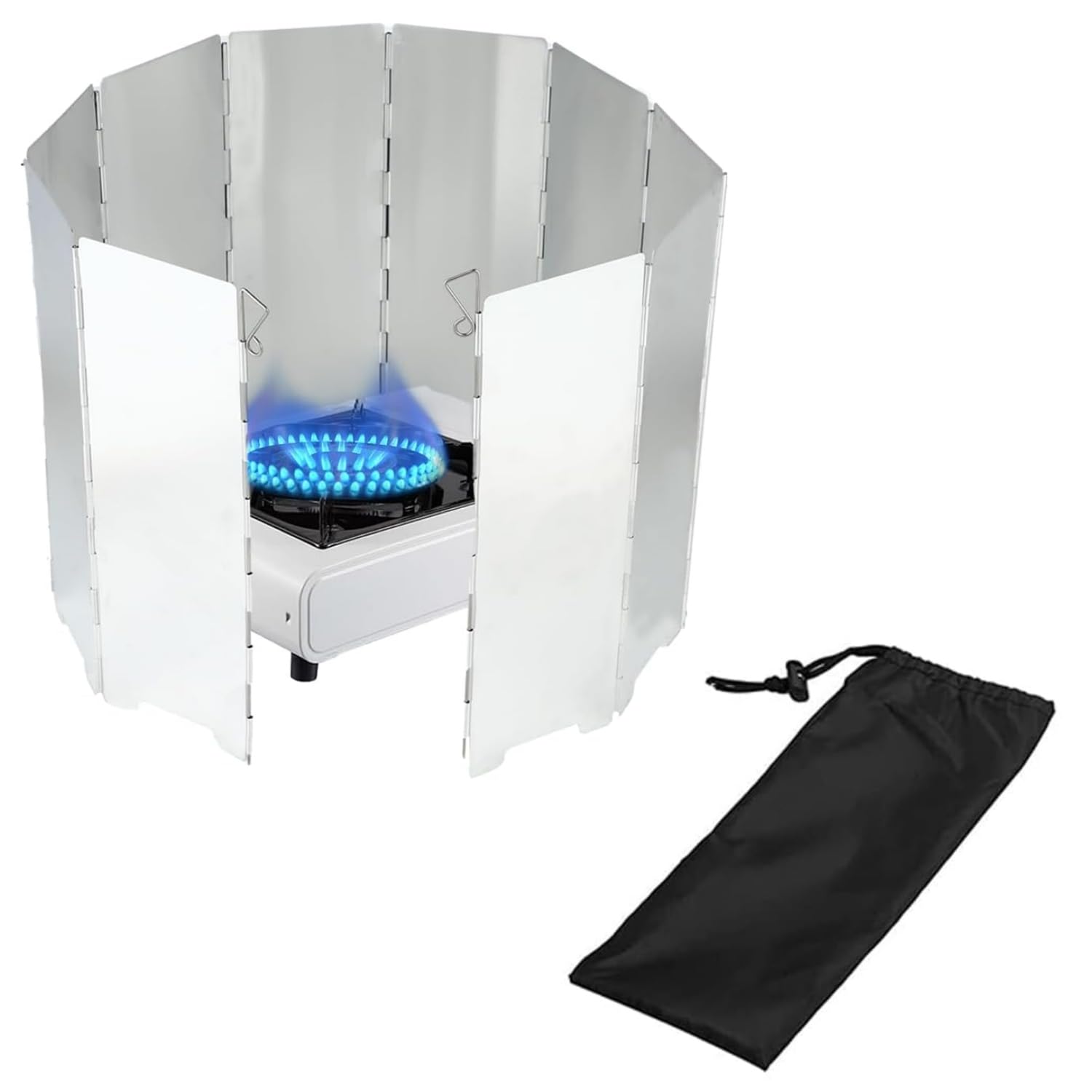 LiJuanWang Camping Stove Windshield Foldable,Aluminum Windscreen for Gas Burner Portable Outdoor Wind Barrier,for Backpacking Stove Outdoor Camp Picnic Cooker Wind Shield Guard Windscreen