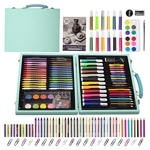 KINSPORY Maletin Pinturas para Niños, 86 piezas Juegos de Dibujo, Pinturas para Niños, Acuarelas Niños, Lapices de Dibujo