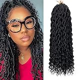 Goddess Locs Crochet Hair - 8 Packs 20 Inch Curly Locs Crochet Hair for Black Women, Crochet Pre-Looped Curly Hair Soft Faux Locs Synthetic Braiding Hair Extensions (20 Inch, 8 Packs, 1B#)