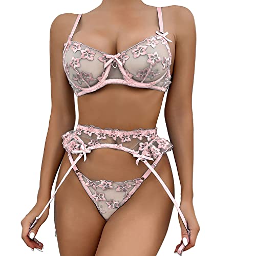 Soutien-gorge et culotte brodés Aranmei à bretelles réglables pour galber la silhouette