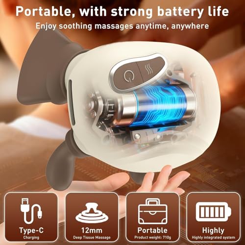 Image of Bionic Heated Massager, Wireless Portable Shiatsu Neck and Back Massager, Electric Deep Tissue 4D Kneading Massage, Simulated Human Hand Design for Pain Relief and Muscle Relax (New massager ( White ))