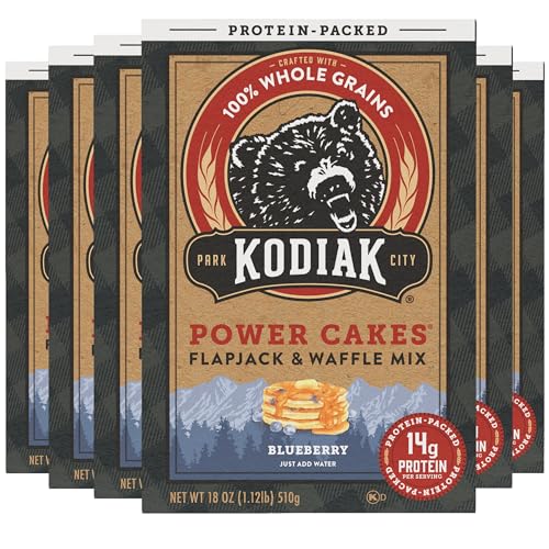 Kodiak Cakes Power Cakes, Pancake & Waffle Mix, Blueberry, High Protein,100% Whole Grains (Pack of 6)