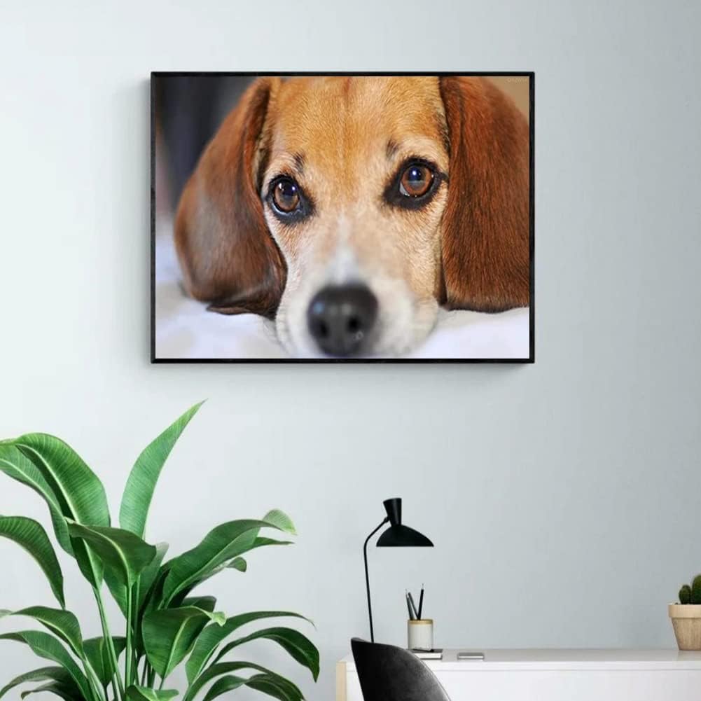 Beagle Diamond Painting Kits, Round Full Drill Diamond Painting Kits 5D DIY Diamond Painting by Number Kits Beagle Diamond Art Kits for Home Wall Decor Beagle Hound Dog 12x16 Inch