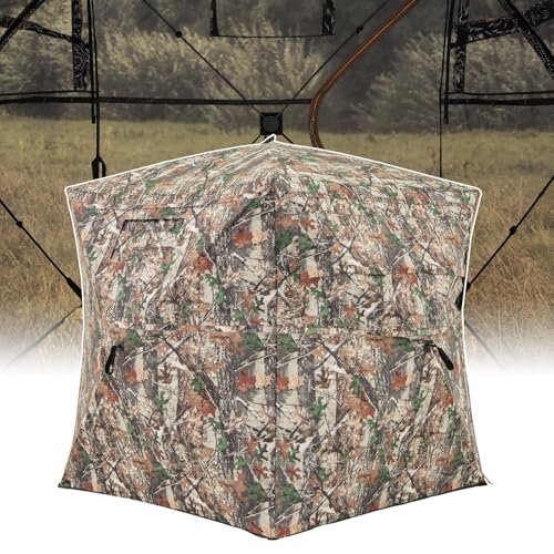 GOPLUS Tienda de Caza 2 en 1, Tienda para Cazadores para 2-3 Personas, Transparente de 360° con Bolsa de Transporte y Puerta Totalmente Abierta, Tienda de Camuflaje Plegable para Caza, Fotografía