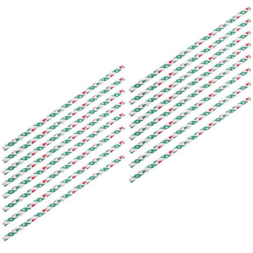 50 pitillos de papel con puntos verdes para Navidad miniatura 1