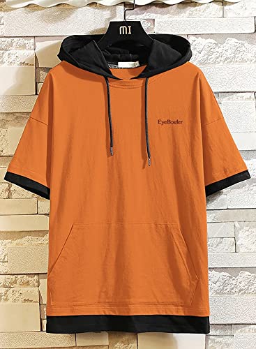 Image of EYEBOGLER Men's Trendy Hooded Neck Half Sleeves Solid T-Shirt