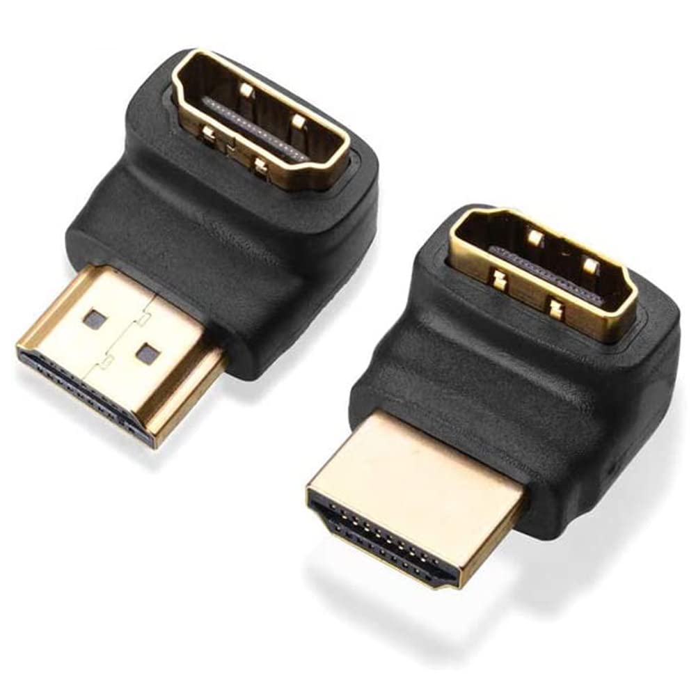 VMOJO Winkeladapter Adapter (2 Stücke) - HDMI Typ A Stecker auf Buchse - vergoldete Kontakte, 3D, 1080p, Full HD, 4K, kompatibel mit Samsung TV, LG TV, PS5, Xbox, Dell Laptop etc.