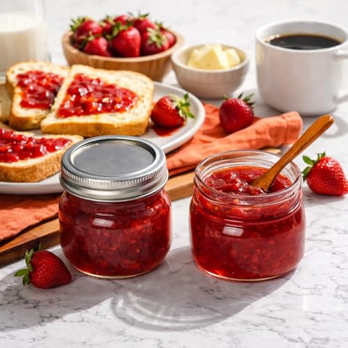 Image of ComSaf 8 oz Regular Mouth Mason Jars,6Pcs Glass Jars for Home Cooks Making Jam and Jelly, and Crafters Creating DIY Candles and Party Favors, Canning Jar with Lids and Rings，Includes Labels & Twine