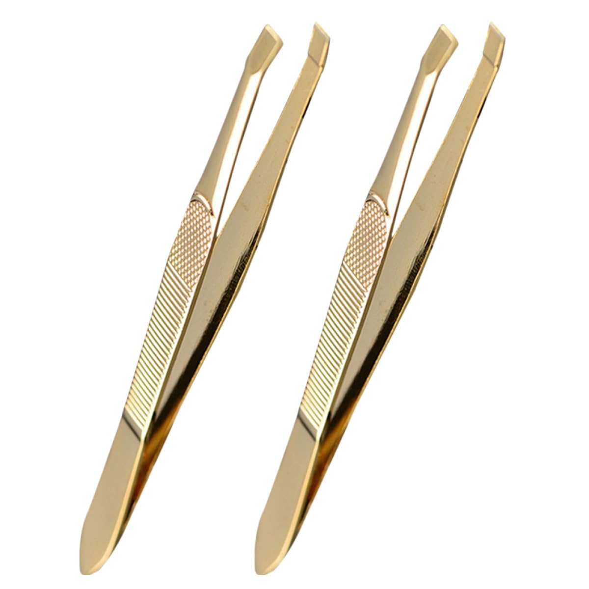 2pcs Gold-plated Stainless Steel Tweezers for Women Precision Eyebrow and Eyelash Extension Tools Multipurpose Lash Tweezers for Facial