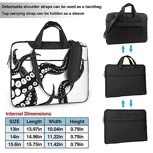 Sac d'ordinateur portable 13 pouces noir imprimé pieuvre pour le bureau - 3