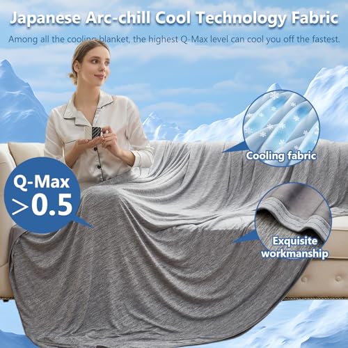 Image of CHOSHOME Cooling Blanket for Hot Sleepers - Summer Blanket Thin Soft Lightweight Breathable Double Side Enhanced Cooling for Hot Flashes, Night Sweats, Bed, Couch (Grey, 84 x 90 inches)