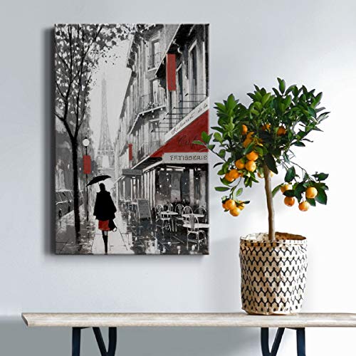 Renditions Gallery Rainy Day Paris (1) Wall Art, French Cafe & Eiffel Tower, Portrait Decor, Elegant Parisian Artwork, Premium Gallery Wrapped Canvas, Ready To Hang, 12 In H X 18 In W, Made In America, Azs-Wc03-41801-1218-Mk #TOP4