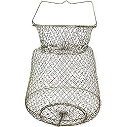 Cebo Para Nasa De Pulpo BPS Canasta de Red de Pesca Cangrejo de Alambre Grande Malla para Anguilas Acero Portátil con Jaula de Mango Cesta Redonda de Metal (30 x 40cm) OZL-11001